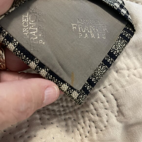 Vintage Black And‎ White Plaid Marcel Franck Paris 100% Silk  Necktie Old Money - Picture 9 of 10